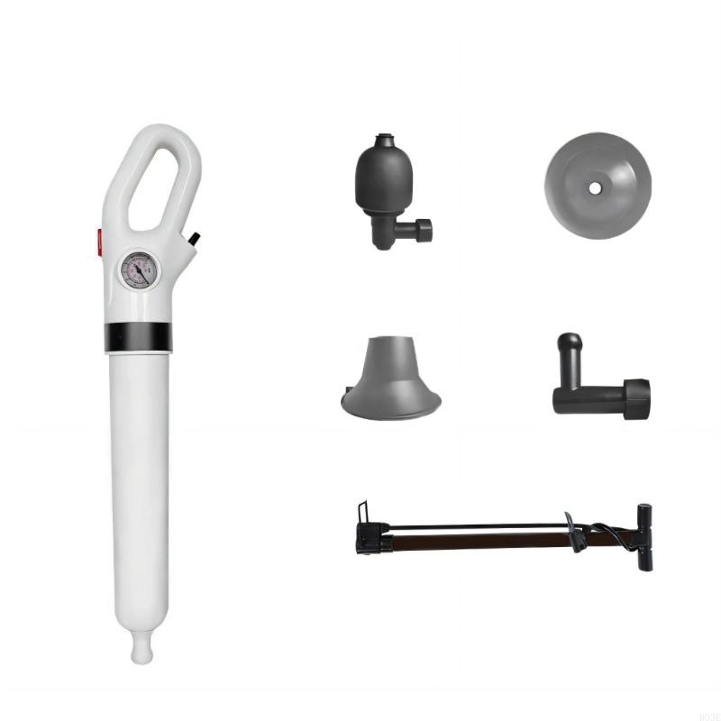Declogger Toilet Drain Cleaner High Pressure Air Plunger With 3 Nozzles For Sink Bathtubs Pipe Clogs B03E