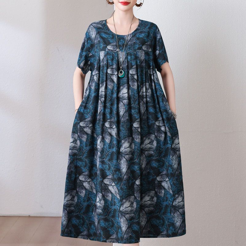 

Новое поступление Летнее платье в западном стиле для тещи 50 лет из поплина ноил 3XL 54#