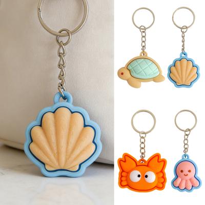 Porte-clés Impression 3D Design Animal Marin Tortue Crabe Poulpe Pendentif Portable Décompression