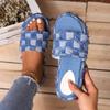 Women Denim Slides Summer Beach Sandals Women Retro Slip On Wedges Platform Casual Open Toe Flat Sandals Jeans Canvas Slides