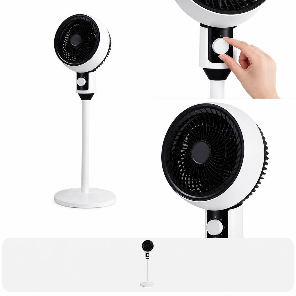 Circulation Floor Fan with Mechanical, 3 Oscillating Fan, Adjustable Height, -Use Table and Floor Standing Fan for Bedroom Home