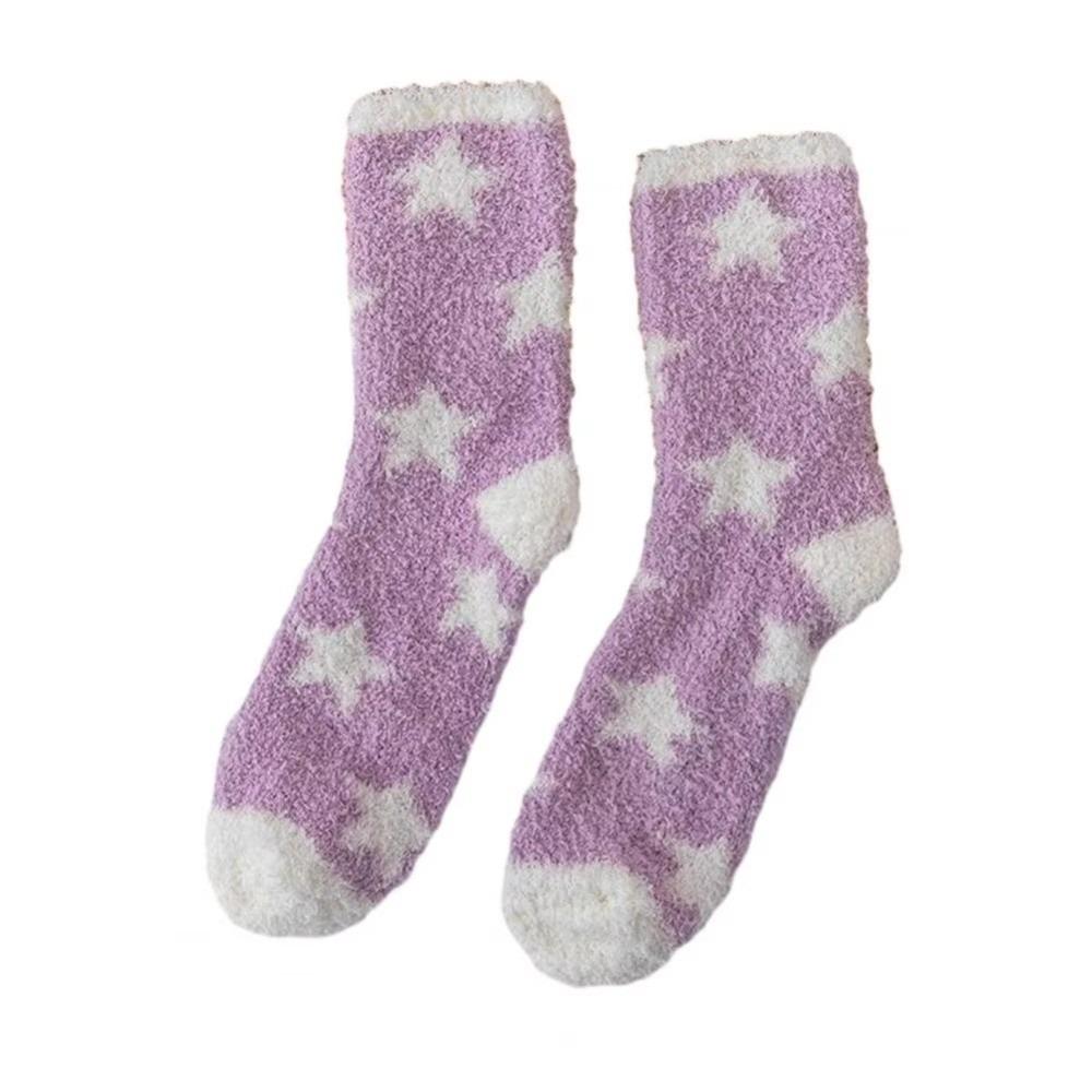 

Thickened Floor Socks Star Pattern Sleeping Socks New Coral Fleece Socks for Women