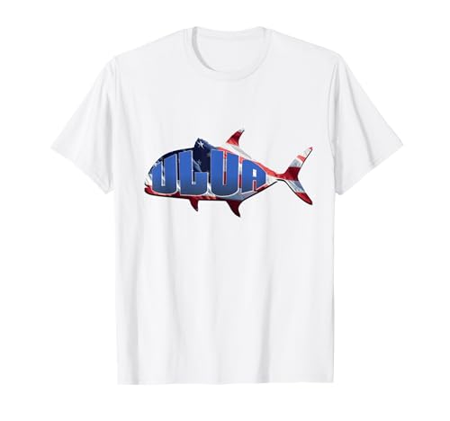 Ulua aka Giant Trevally USA Flag Fishing & Spearfishing T-Shirt