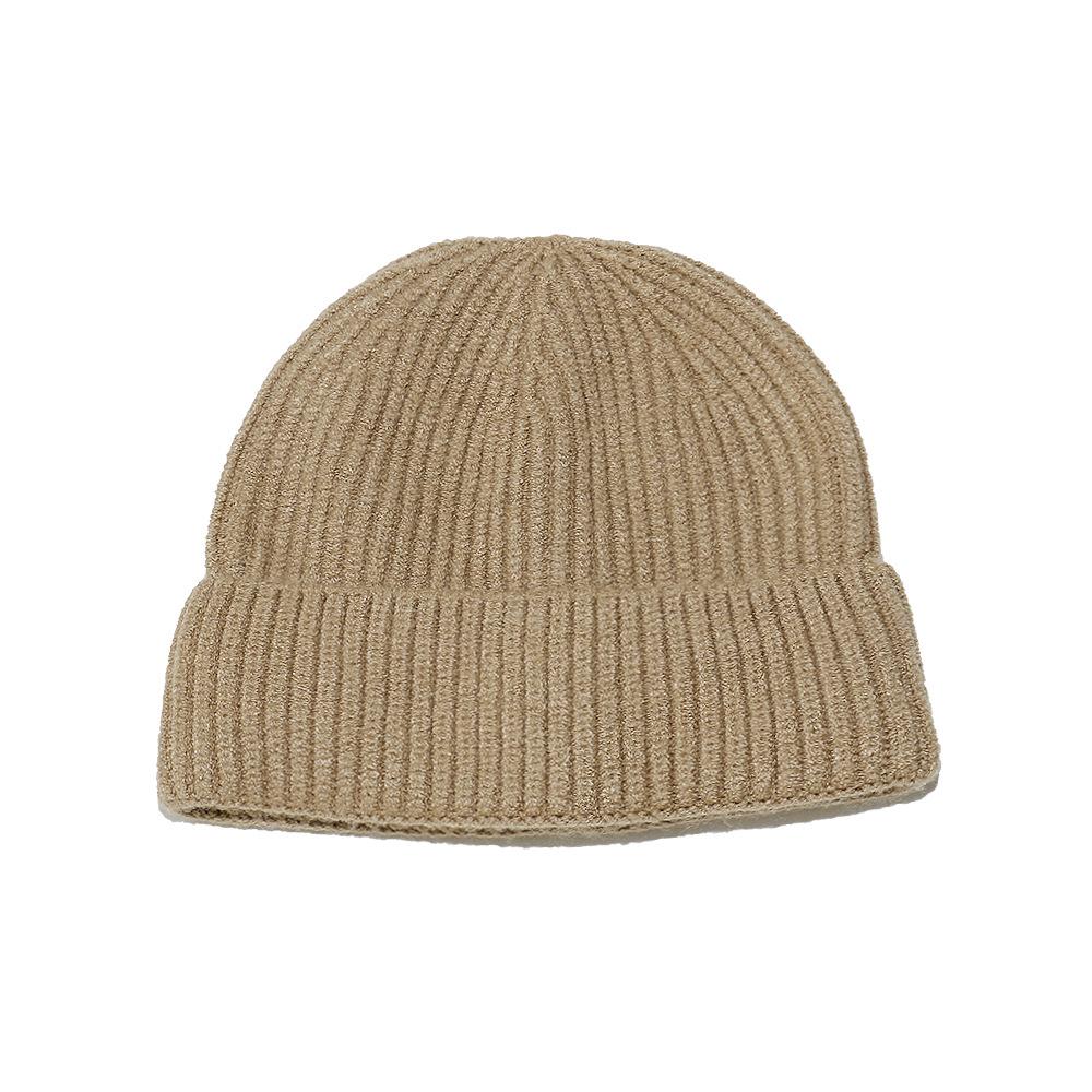 Cold hat men's winter warm solid color short melon fur hat men's dome wool knitted hat retro beanless winter hat