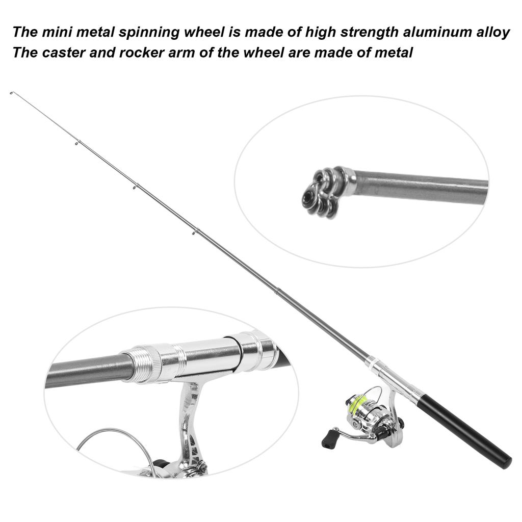 Portable   Pen Shape Fishing Rod Pole   Retractable Fishing Rod with Reel Wheel