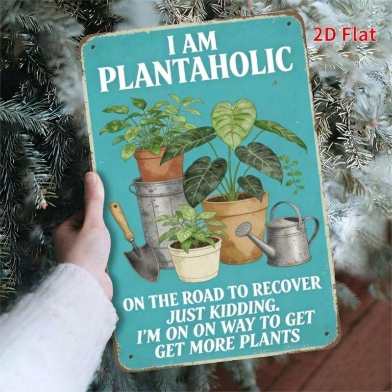 

Metal Wall Art Plantaholic Vintage Iron Sign for Office