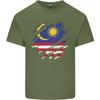 Bandiera della Malesia Strappata Giorno della Malesia Calcio Unisex T-shirt Leggera in Cotone