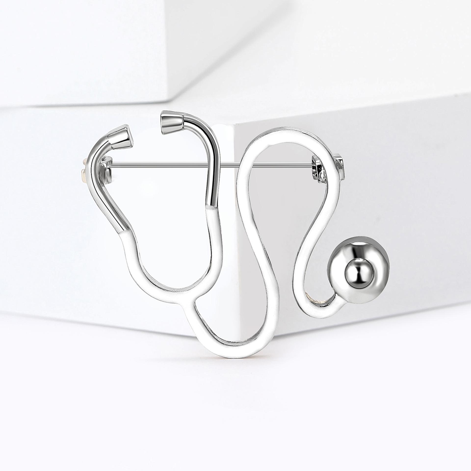 

Новая персонализированная креативная брошь-стетоскоп из эмалевого сплава, универсальная брошь для мужской и женской одежды, украшение в виде цветка на грудь белый