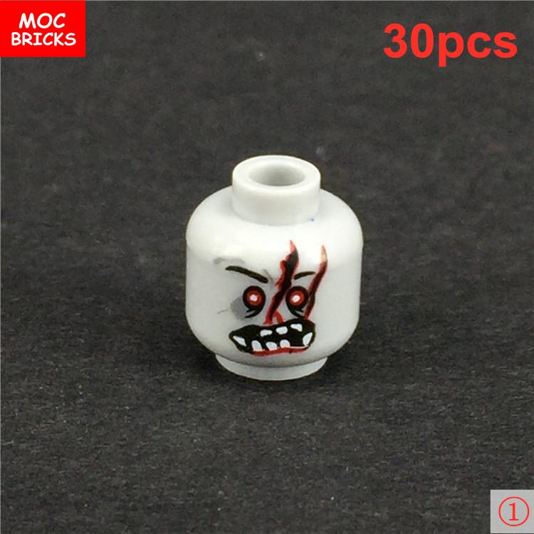 30pcs/lot MOC Bricks Zombie Face Head Expression Collection anime figure DIY compatible building blocks Educational Toys