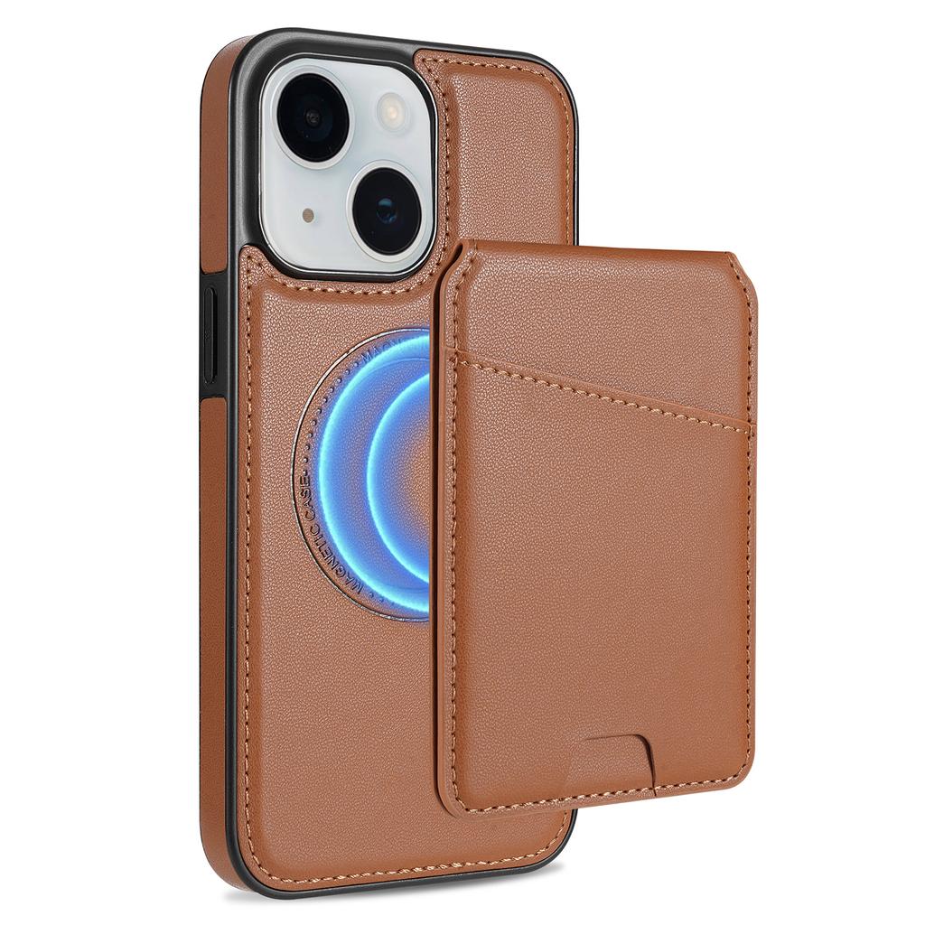 For iPhone 15 Case Compatible with MagSafe Detachable Card Holder Kickstand Leather Phone Back Cover