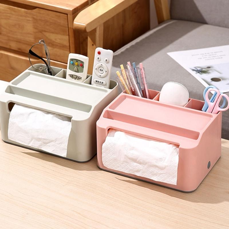 Household Napkin Tissue Box Multifunctional Storage Remote Control Holder Sundries Boxes for Room, Bathroom