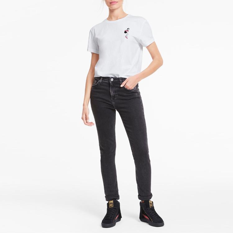 Puma x Charlotte Collaboration SP20 Little People Print Round Neck Short Sleeve T-Shirt Women Tops White 596763-57