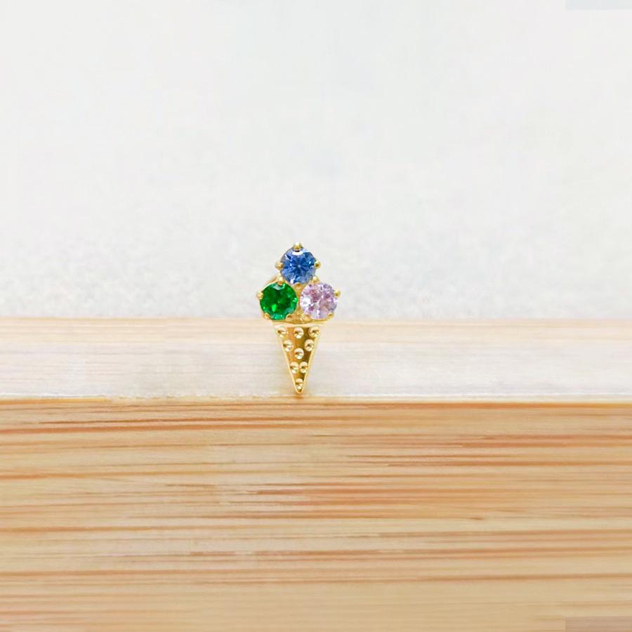 F136 Star Moon Diamond Lip Stud 5-Sided Iron Tower Ear Cartilage Piercing Jewelry 1.2x6/8mm