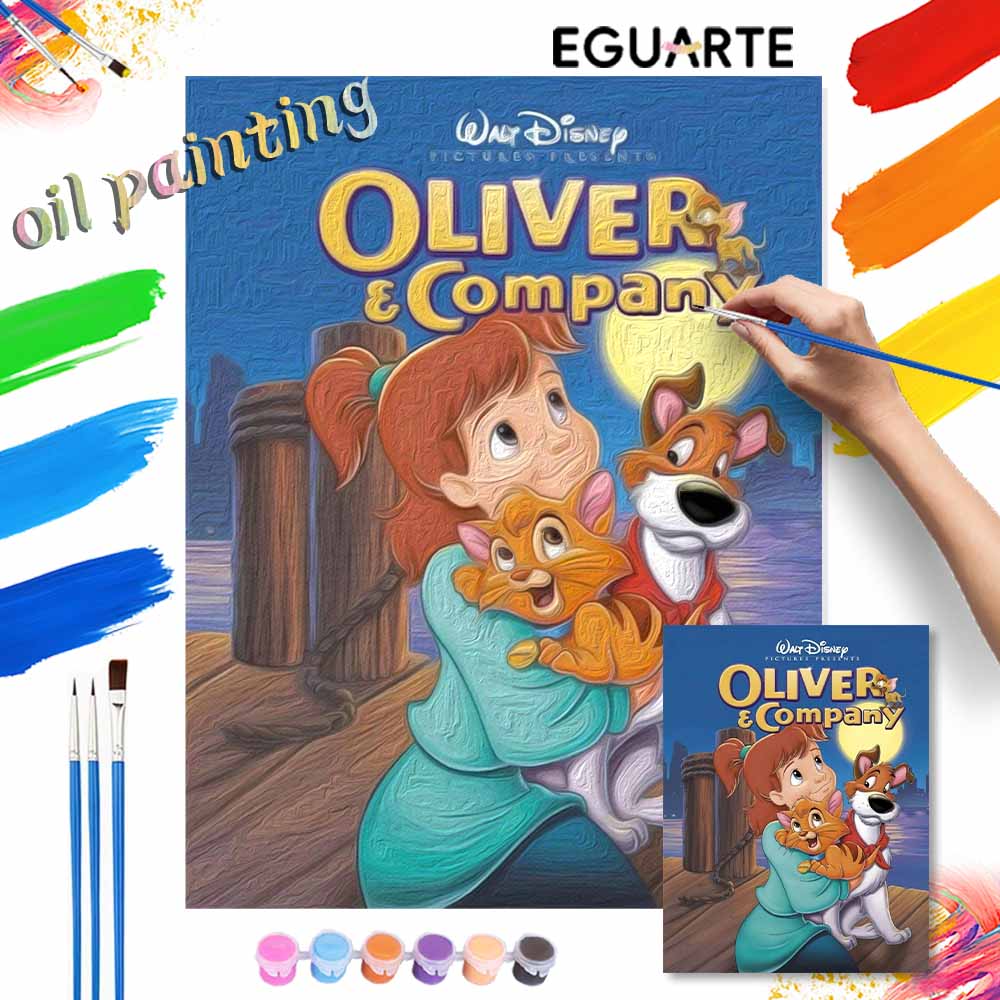 Disney Oliver and Company oil painting handmade diy wall art gifts home decorations
