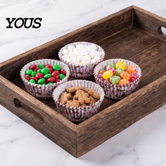 Gingerbread Man Baking Liners 100PCS Christmas Cupcake Liners, Food Grade Greaseproof Cups, Festive Holiday Paper Molds Patterns Print Round Trays for