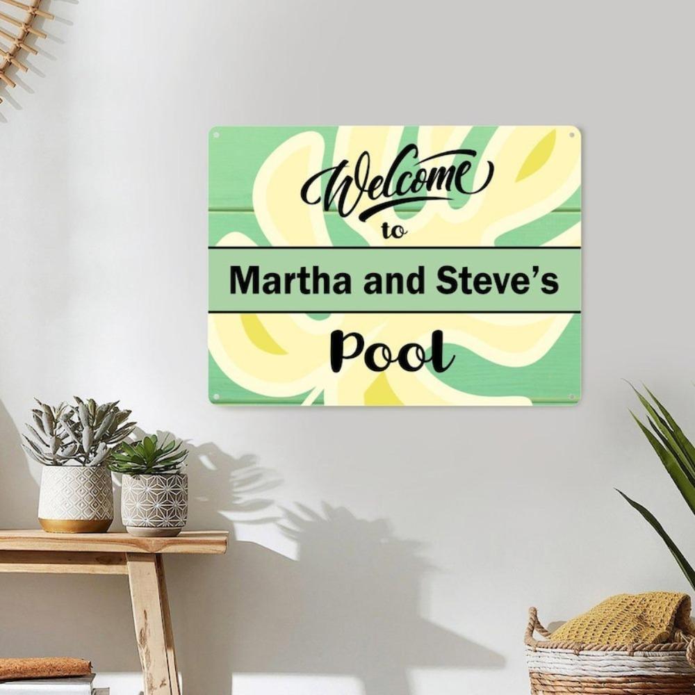 

Customizable 12x16in Personalized Aluminum Pool Sign Waterproof Beach Life Decor for Backyard Beach House Holiday Gift белый