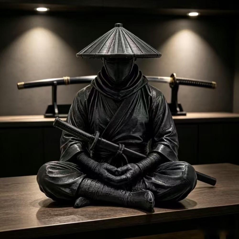 Sitting Pose Warrior Figurine 3D Printed Zen Statue Collection Ninja Ornaments  Gift