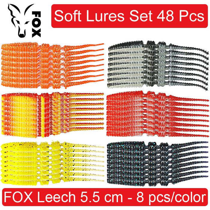 

Soft Lures Set FOX LEECH JAVASTIC #1, 55 мм. Набір силіконових приманок для риболовлі - 48 шт. 48 pcs