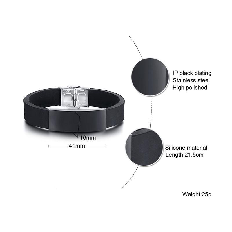 Custom SOS Stainless Steel ID Silicone Bracelet For Men Women Personalized Wristband DIY Adjsuatble