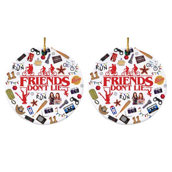 Friends Don't Lie Christmas Ornament Funny Acrylic Xmas Tree Hanging Decoration Holiday Gifts for Friends Family Fans Secret Santa Stocking Stuffer
