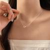 Double Interlocking Circle Necklace Minimalist Light Luxury Collarbone Chain Versatile Fashion Jewelry For Women