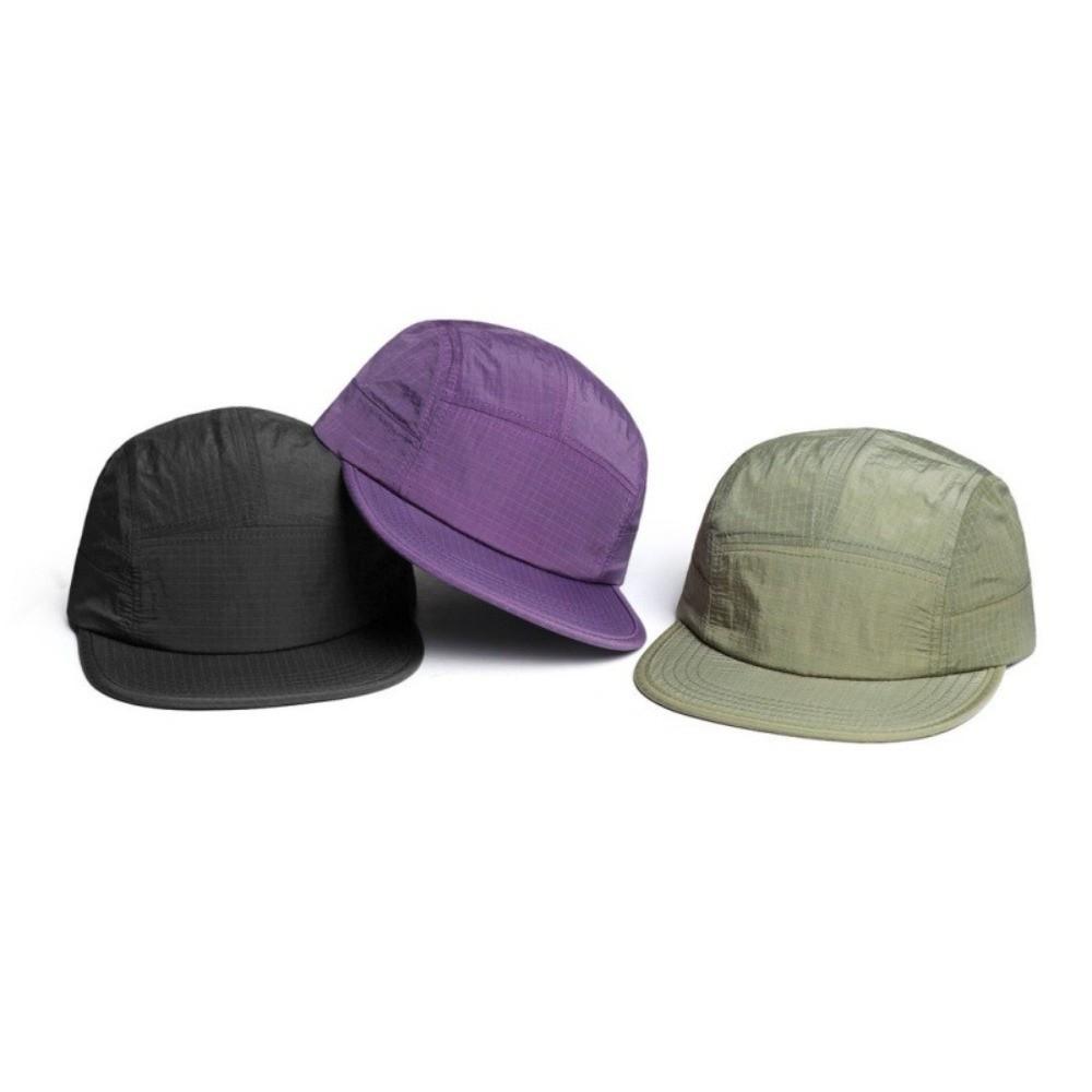 Versatile Japanese Style Flat-brimmed Baseball Cap Plaid Solid Color Hip-hop Hat Breathable Adjustable Quick Drying Cap Unisex