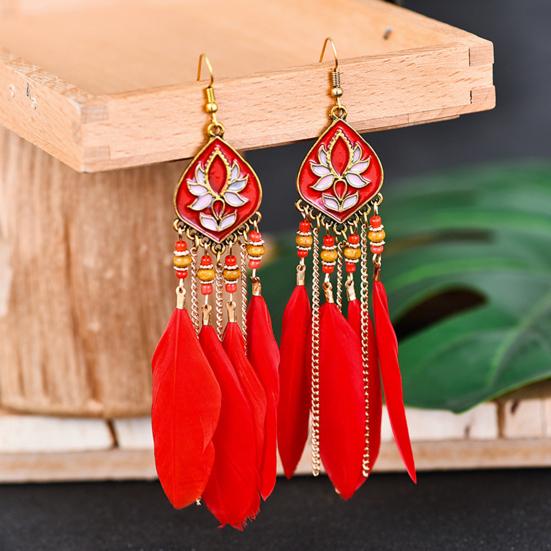 1Pair Drop Earrings Exquisite Easily Match Alloy Beautiful Women Fashion Long Earrings for Valentine's Day