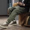 American trendy brand retro functional splicing overalls men's loose straight large size Harlan pants spring pure cotton casual pants