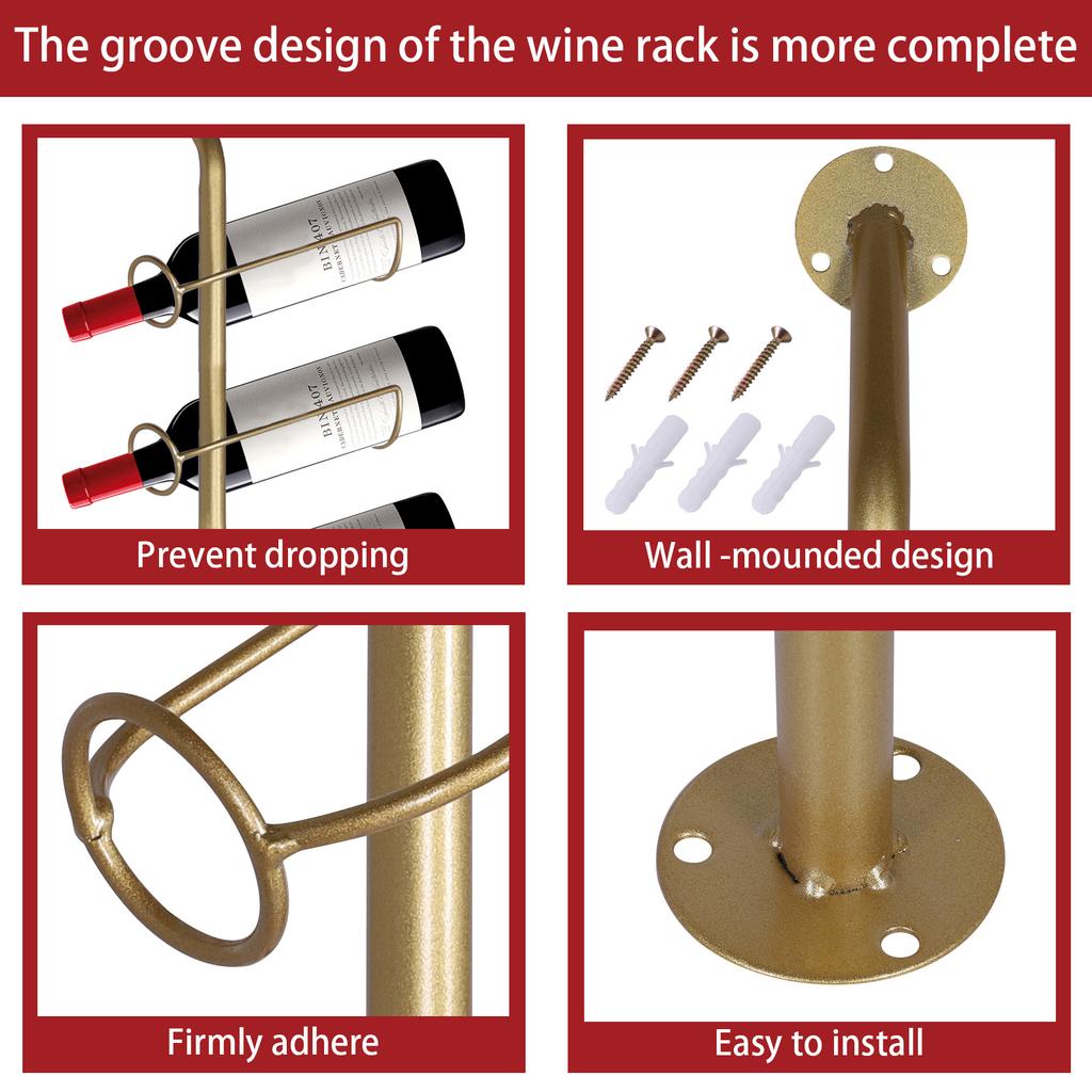 5 Pack Wall Mount Wine Rack for 60 Wine Bottles Wine Bottle Holder Wine Bottle Display Holder for Bar Kitchen Cellar Restaurant