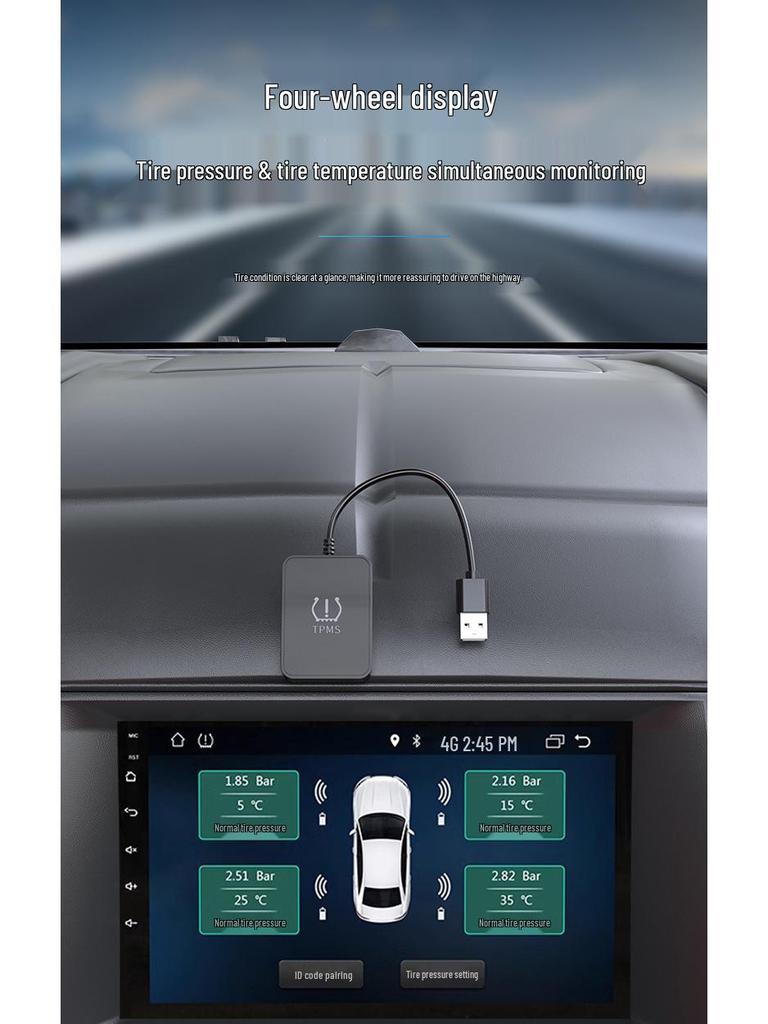 Cross-Border Car TPMS USB: Android Navigation & External Tire Pressure Monitor