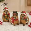 Decorative Animal Sculpture Christmas Capybara Figurine with Hat And Scarf, Resin Cute Handmade Ornament Statue, Cartoon for Home Holiday Party