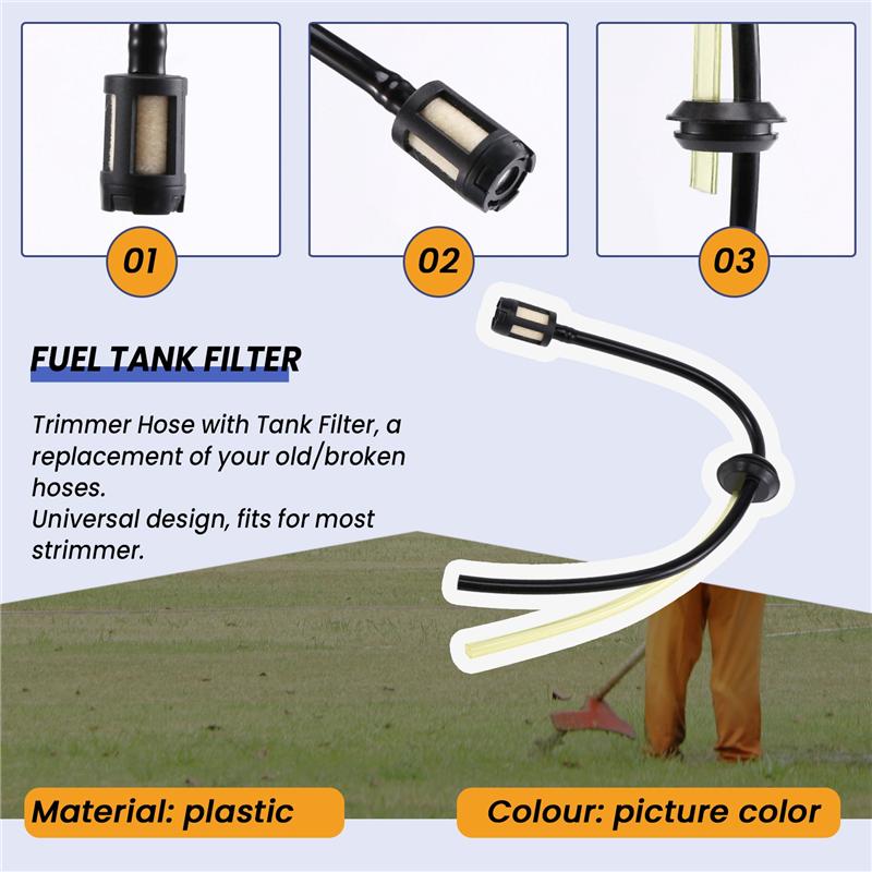 A20F-5Pcs/Set Replacement Fuel Hose Pipe Tank Filter For Strimmer Trimmer Brush Cutter Chainsaw Fuel Line Filter