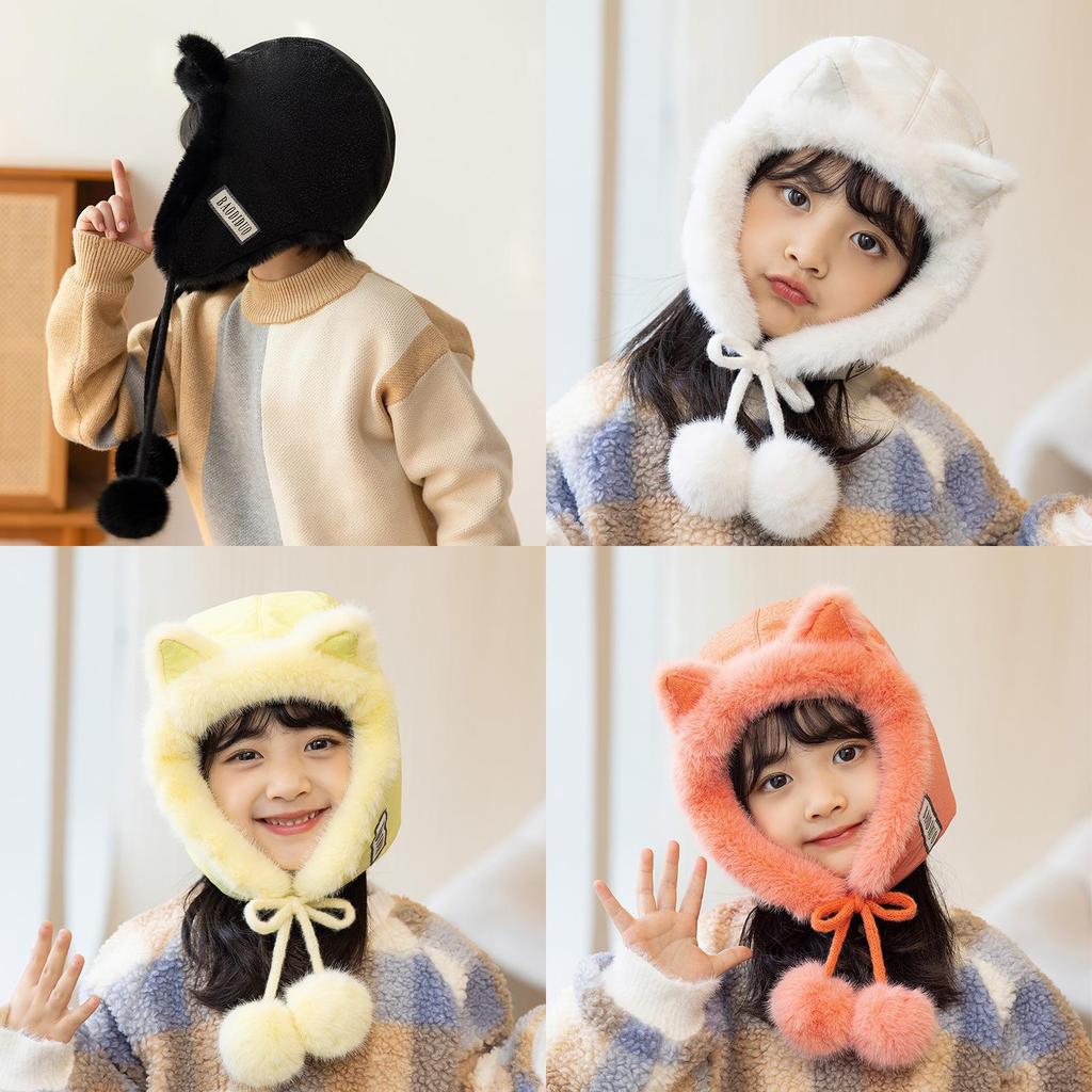 Winter Kids Hat With Fleece Lining And Cartoon Design For Cold Weather Comfort