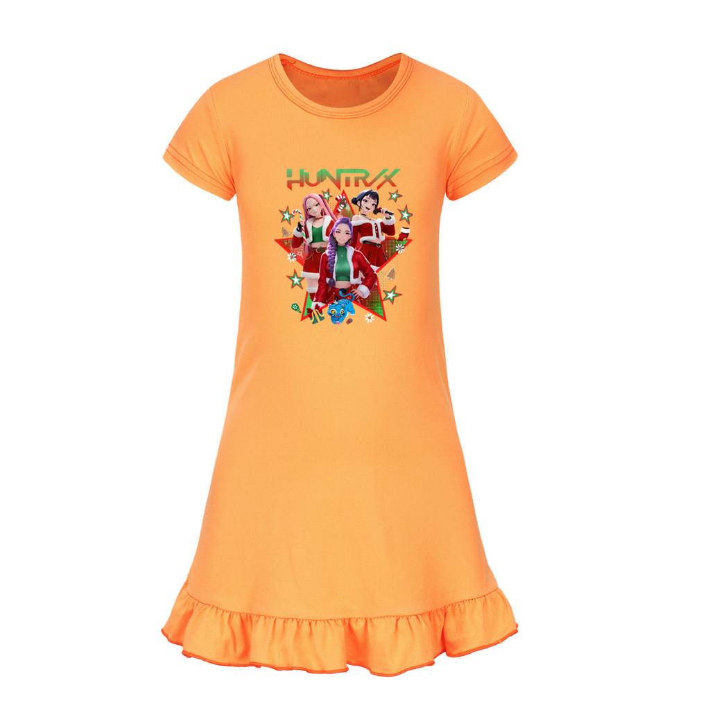 5182 Kids Girls Christmas New Year Mira Zoey Rumi Printed Ruffle Short Sleeves Casual Dress