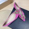 Fashion Flat Shoes for Women 2025 Spring and Autumn New Suede Diamond Pointed Casual Plus Size Women's Shoes 43 44 Ladies Loafers Women