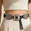 Western Style Cowboy Metal Carved Belts Wide Ethnic Style Waistband  Waist Accessories