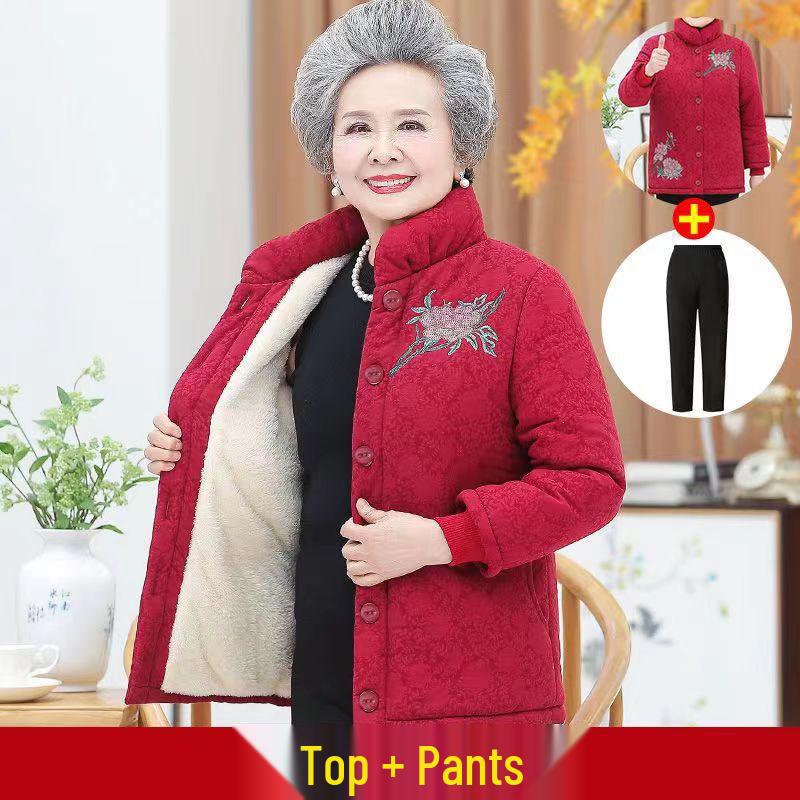 Damen Winterjacke aus Baumwolle mit Samt für Mittelalte und Ältere