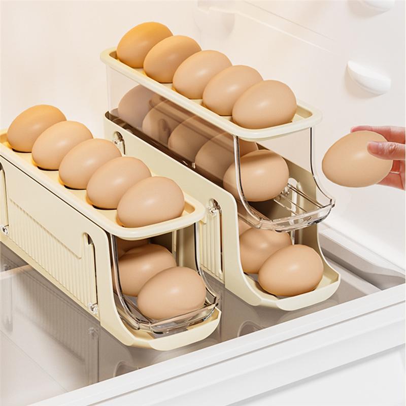Good-3 Tier Foldable Egg Holders,Rolling Egg Holder For Refrigerator,Automatic Rolling Egg Storage Tray,Egg Tray