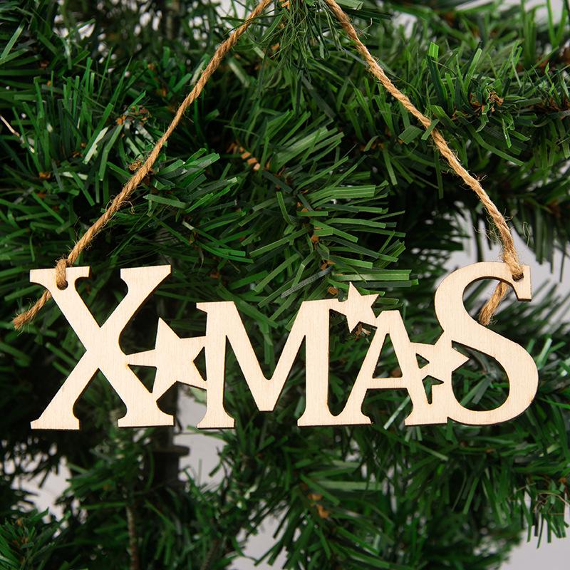 Dřevěné závěsné ozdoby Veselé Vánoce - Přívěsky na stromek a vánoční štítky s písmeny