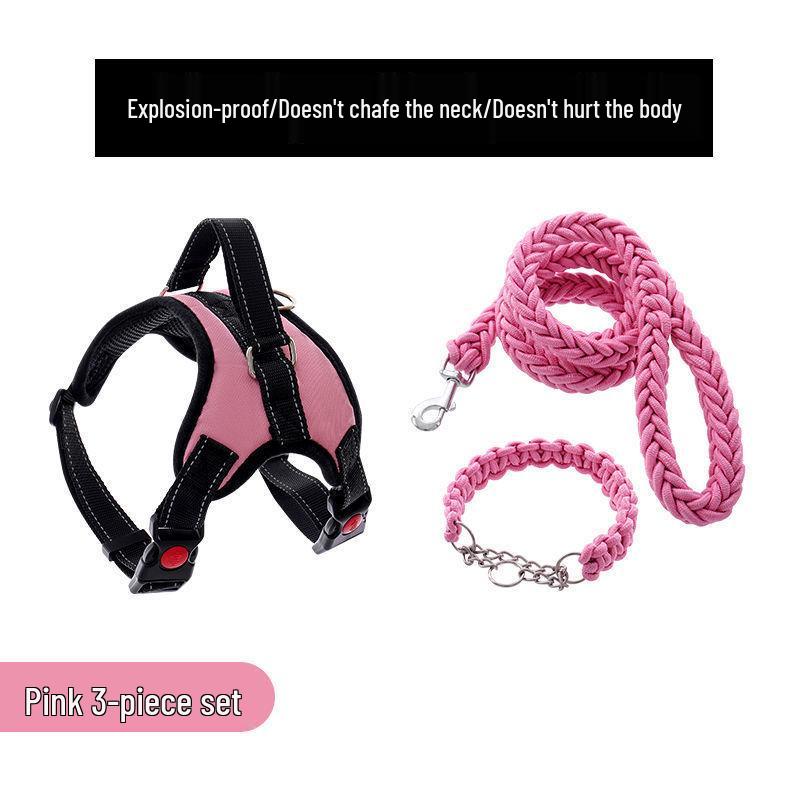 Golden Retriever & Labrador Medium-Large Dog Harness-Leash with Thick, Eight-Strand, Explosion-Proof Rope