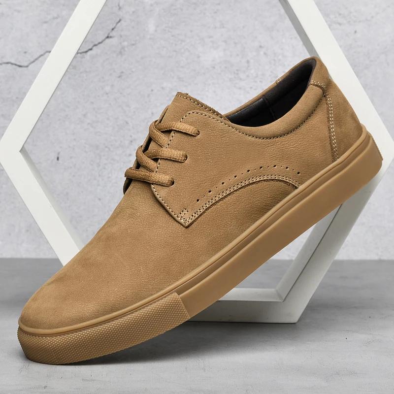 Genuine Leather men shoes Autumn Winter Men Shoes lace up Outdoor Casual Shoe Flat Shoe Breathable Non-slip Walking Shoes Men