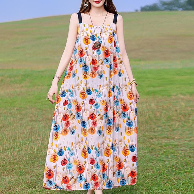 Elegant Women's Long Dresses Summer Vintage Clothes Casual Summer Dress