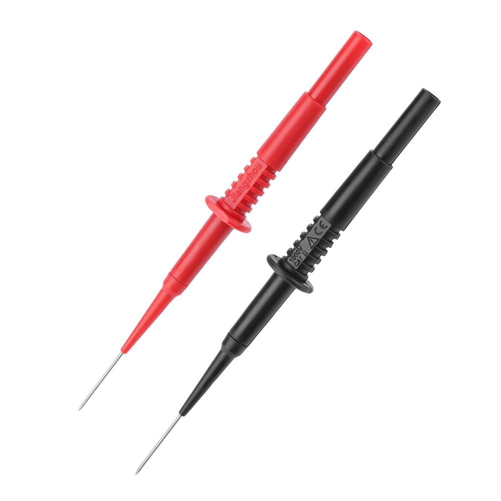 P5008  2 Pièces Noir Rouge Fiche Banane Douille Isolée Multimètre Sonde de Test Aiguilles Perçantes