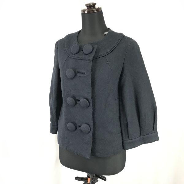 3.1 Phillip Lim 3/4 Sleeve Collarless Jacket 2 Women M Dark Navy Black(USED)