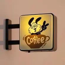 

Retro Coffee Corner Light Sign Fridge Magnet Magnetic Miniature Pegboard Home Decor Glowing Atmosphere Coffee Shop Sign
