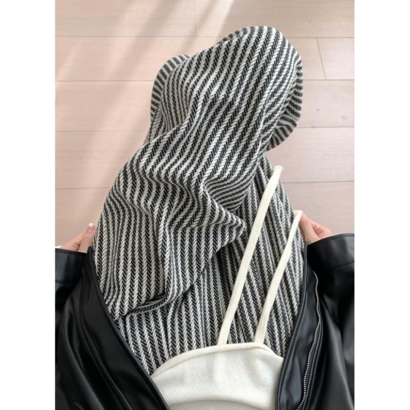 Women's Fall/Winter High-Waisted Striped Wide-Leg Pants Casual Drapey Retro-Style Slimming Floor-Length Pants