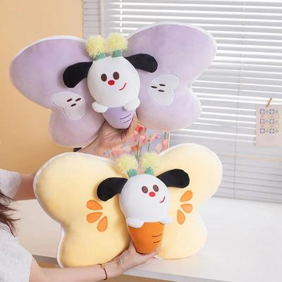 4 Colors Cute Dog Butterfly Plush Toy Soft Stuffed Animals Butterfly Plush Pillow Sofa Cushion Home Decoration Birthday Gift