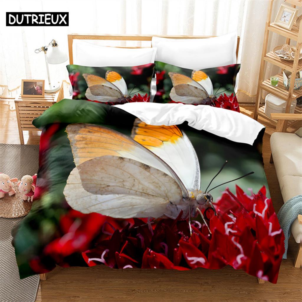 Butterfly Queen Bedding Set Duvet Cover Kids Bedroom Bed Set Comforter Cover Set King Size Duvet Cover Set Bedding Sets