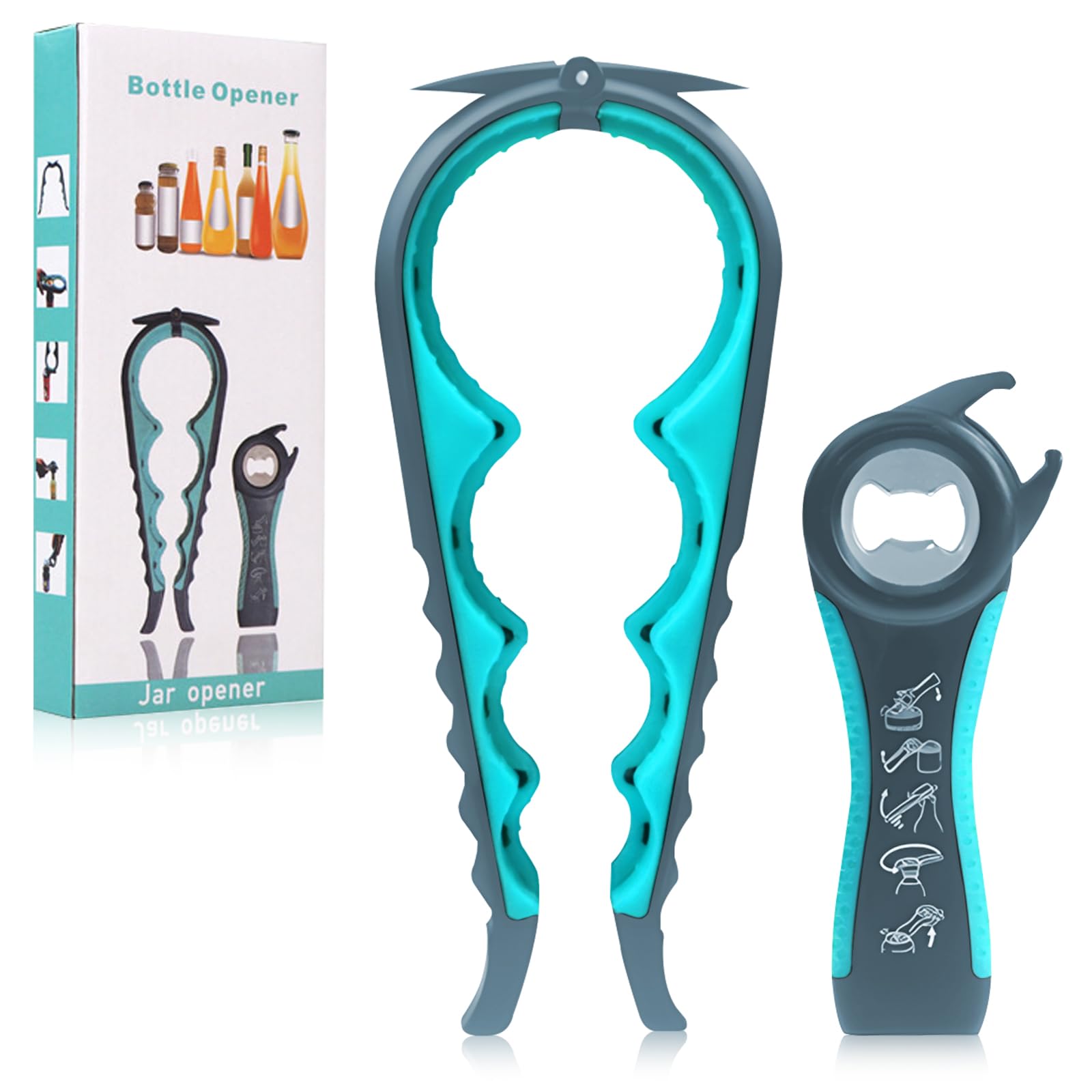 

Крышка для бутылки Sediven Крышка для банки Открывалка для крышки бутылки для ПЭТ Легко использовать для слабых Открывалка Открывалка Открывалка 4-шаговая многофункциональная открывалка Бутылки синий