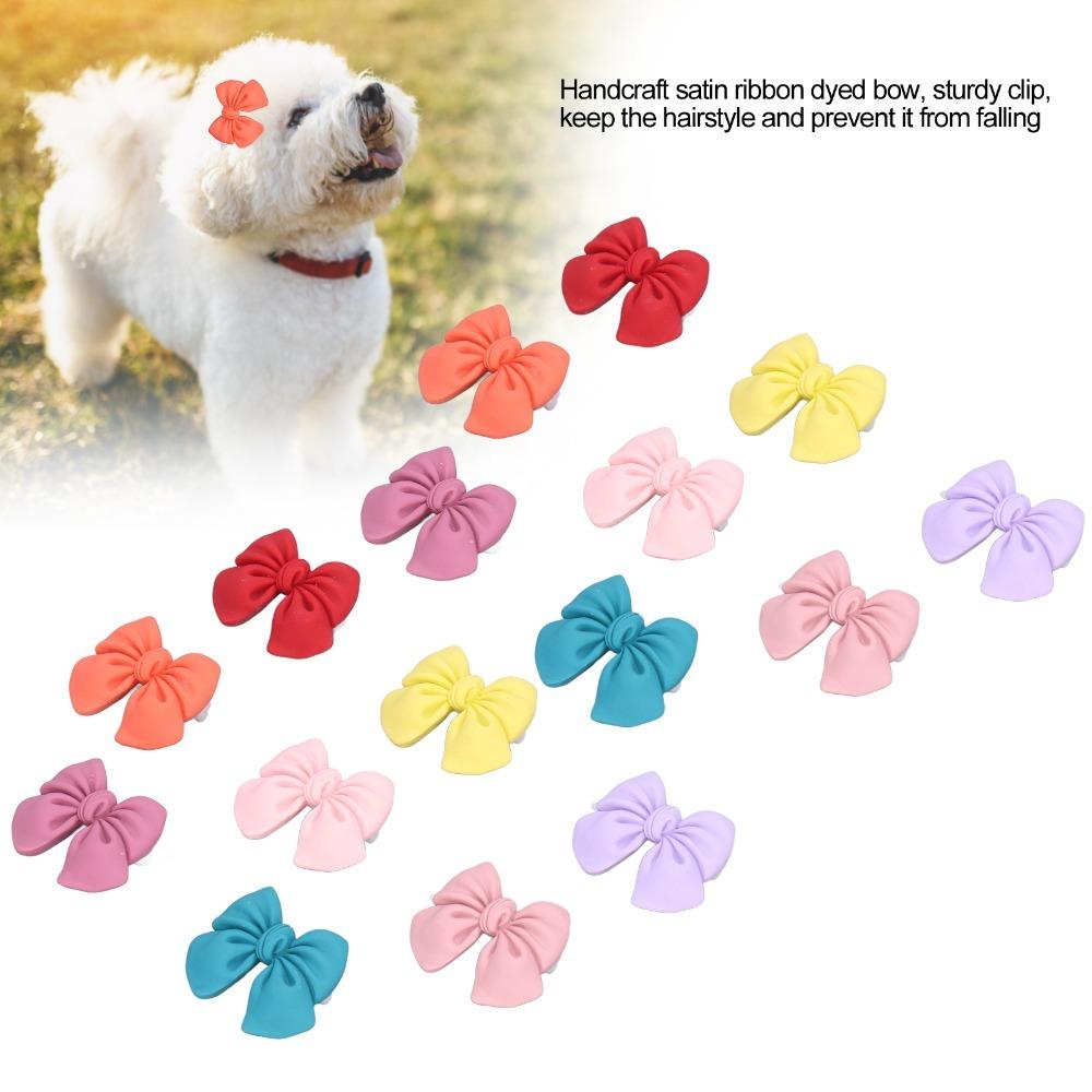 16pcs Mini Size Dog Bow Tie Multicolor Pet Bow Clip Durable Cat Hair Accessory Small Pet